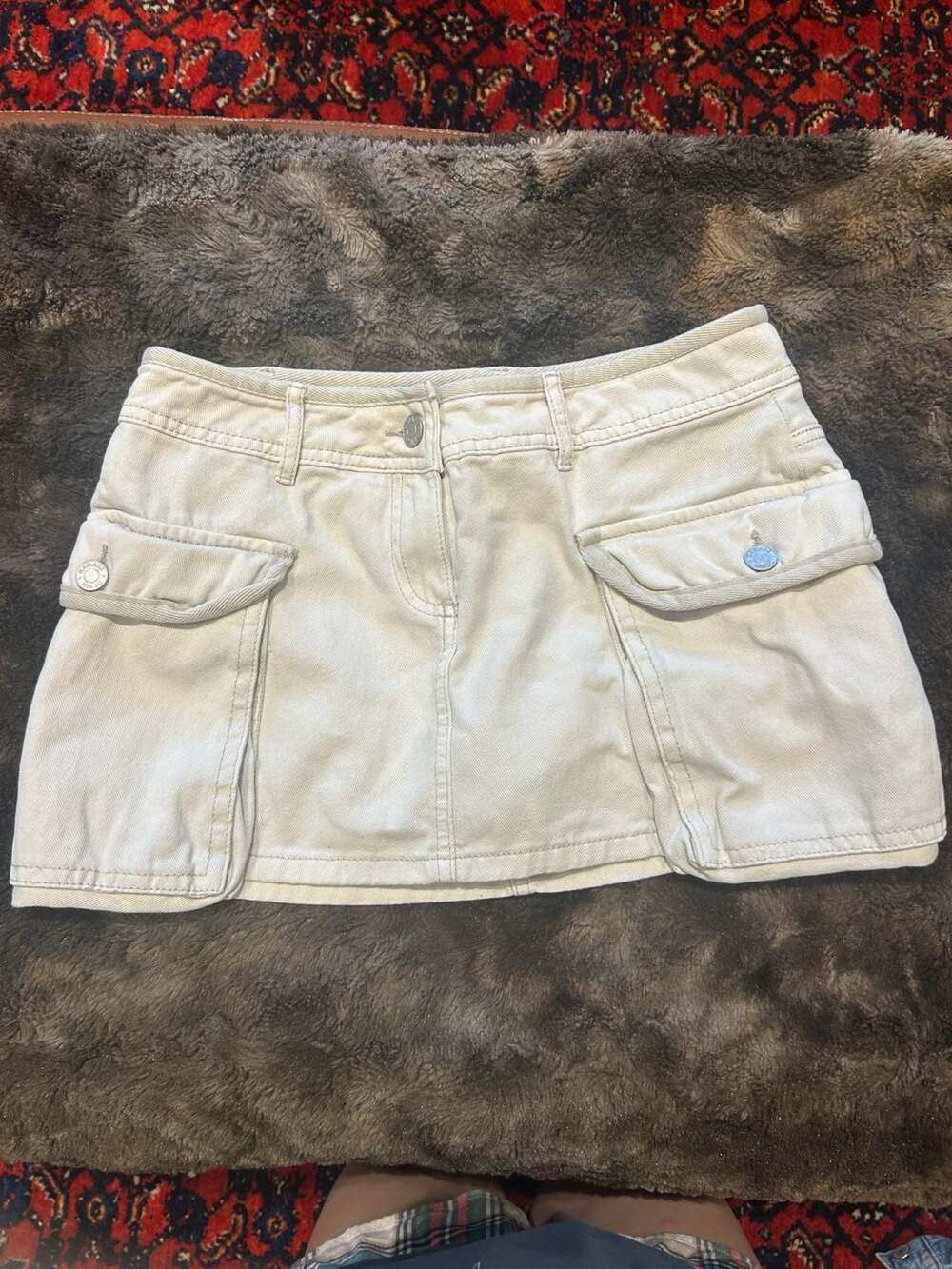 Garage Beige Cargo Denim Mini Skirt Size XS